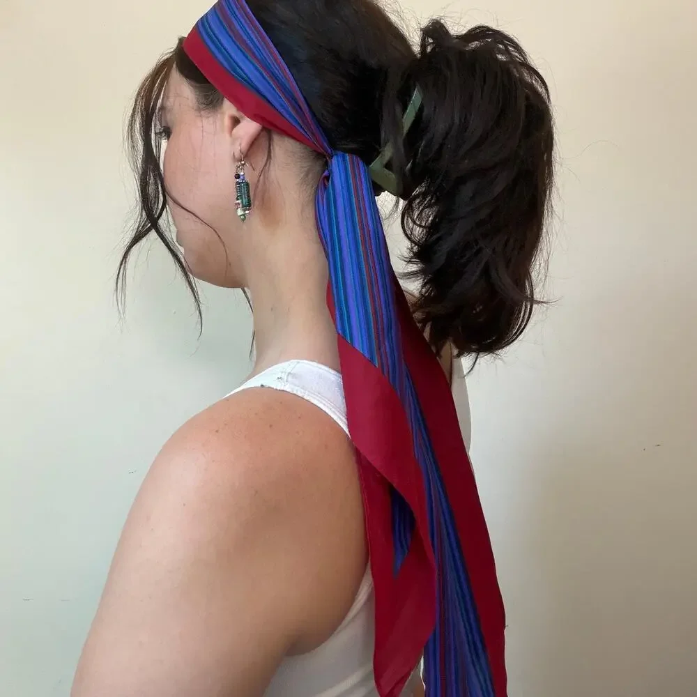 Vintage Purple & Red Head Scarf
